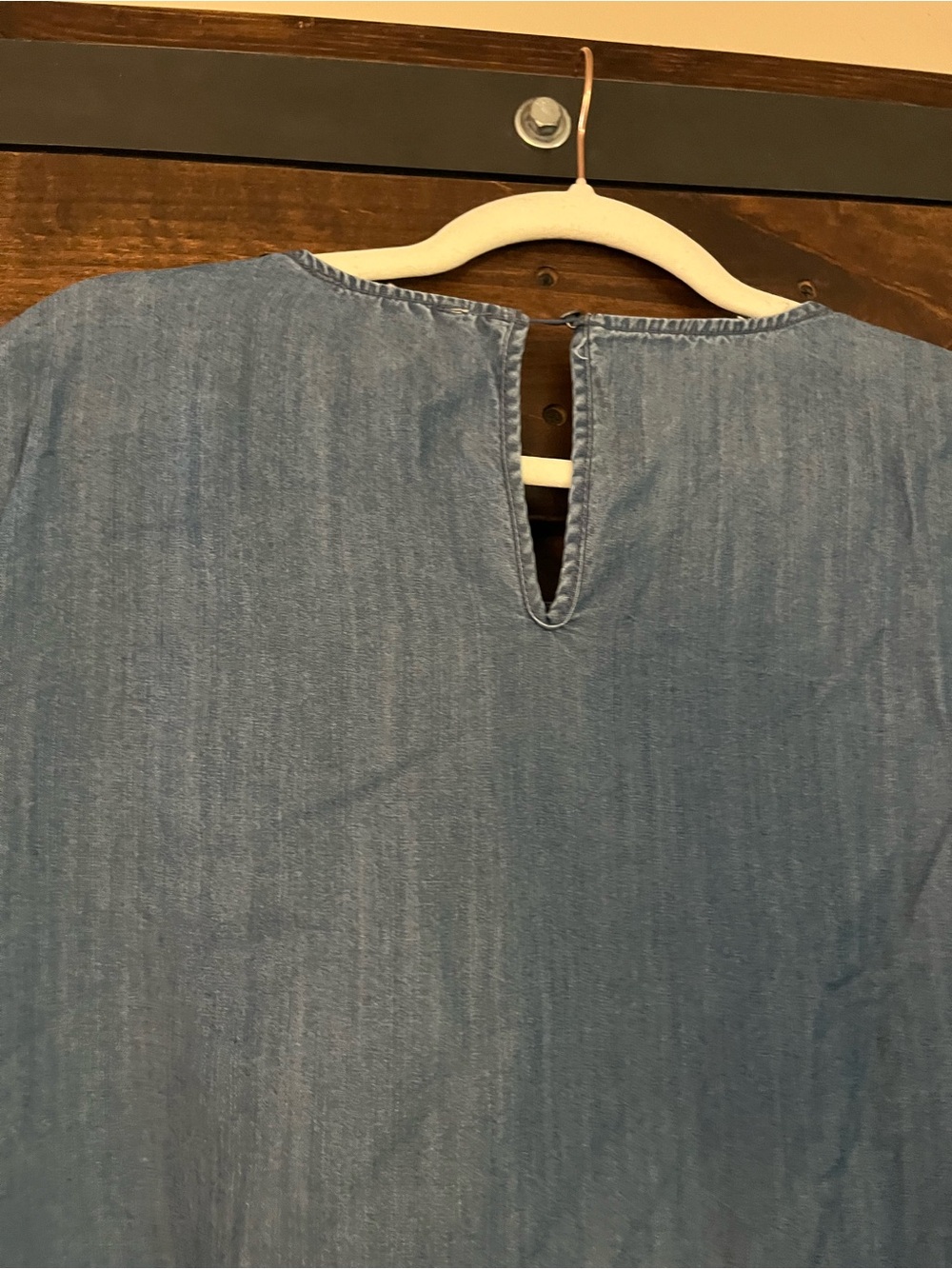 Embroidered Chambray tunic Dress in Light Blue - Picture 6 of 6